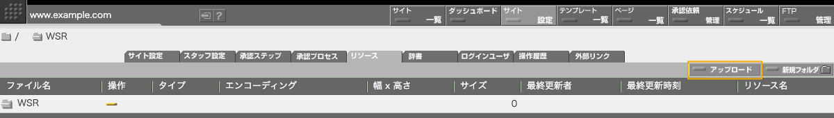 ディレクトリ WSR に移動した状態