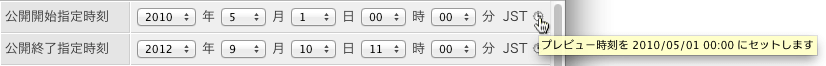 時計アイコンをクリックしてプレビュー時刻を設定することができます